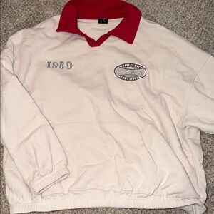 Cream and red crew neck! Oversized!